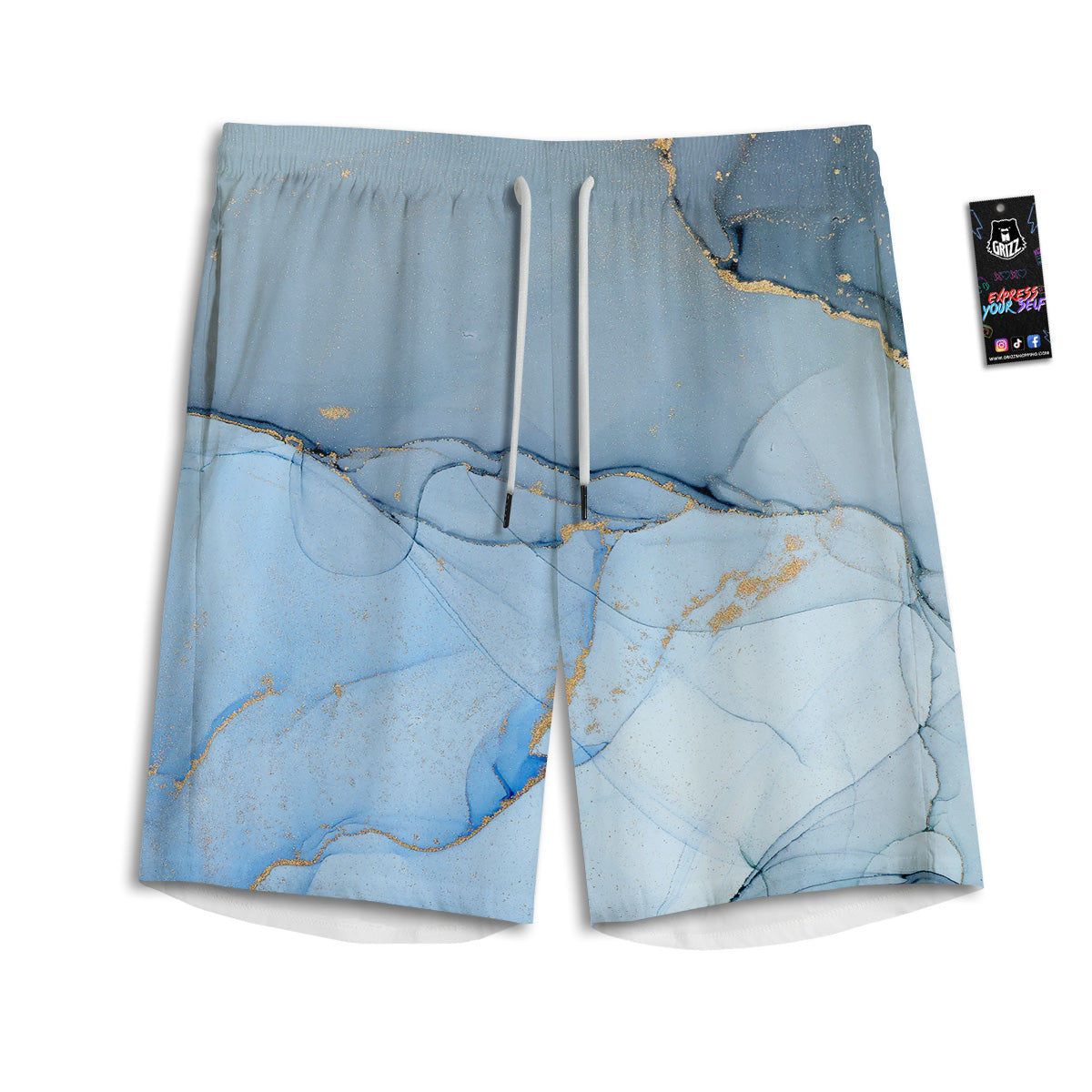 Marble Blue Print Men's Athletic Shorts