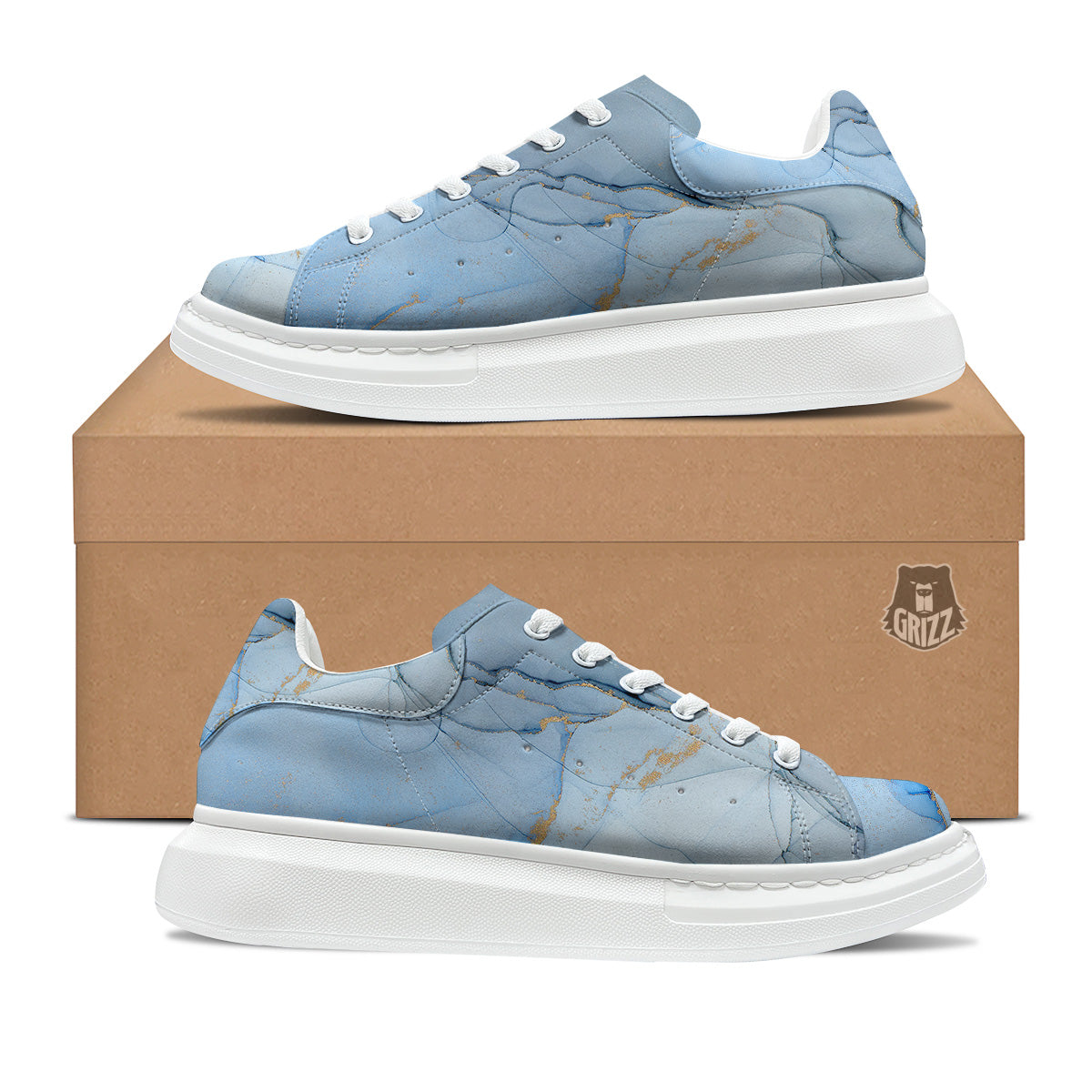 Marble Blue Print Platform Shoes-grizzshop