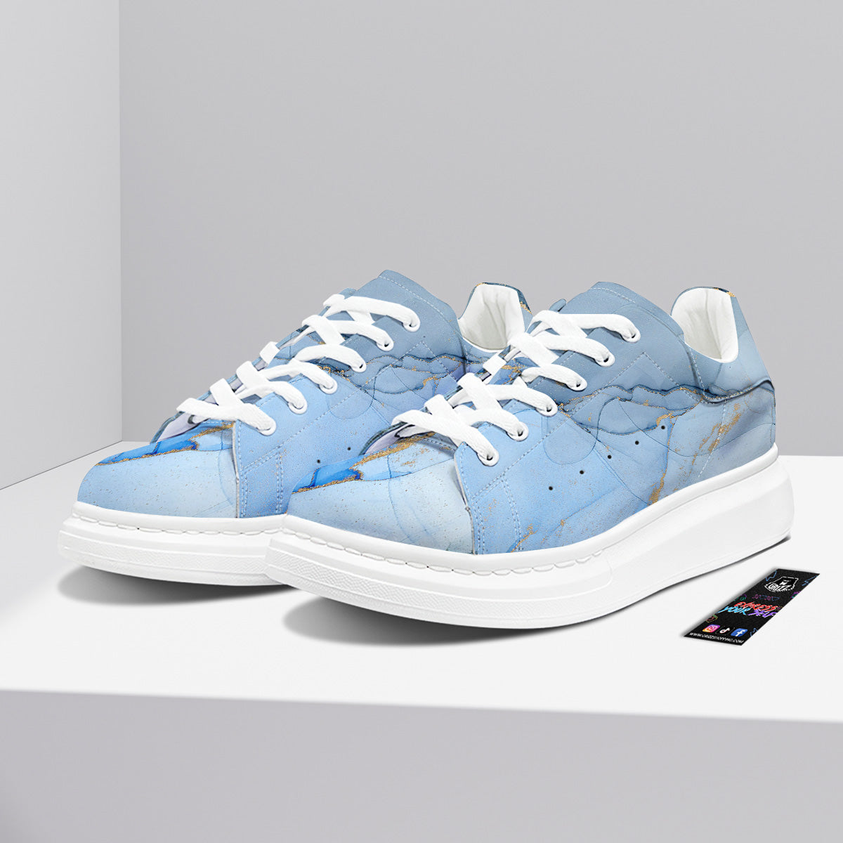 Marble Blue Print Platform Shoes-grizzshop