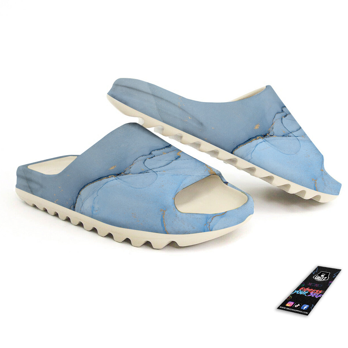 Marble Blue Print Sandals-grizzshop