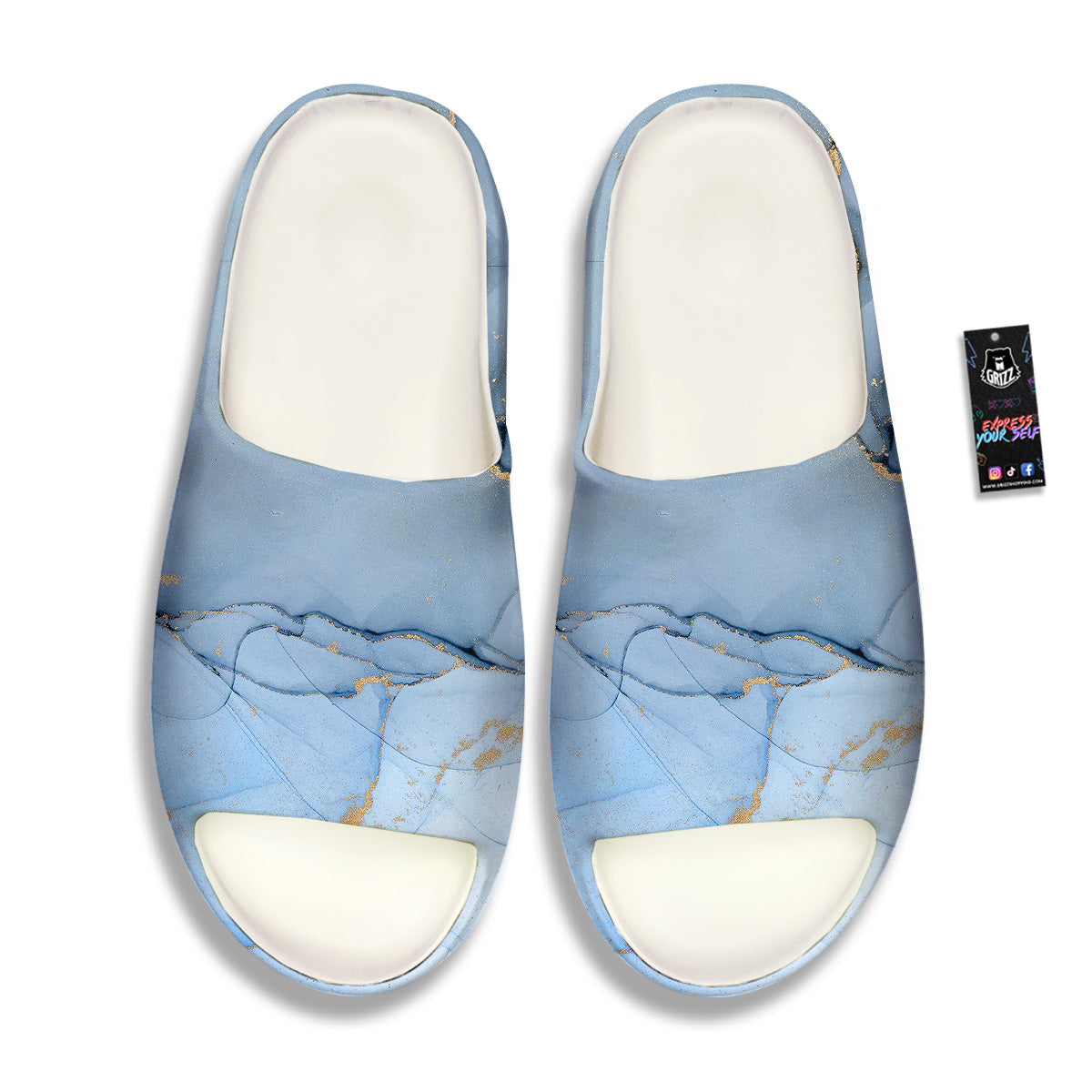 Marble Blue Print Sandals-grizzshop