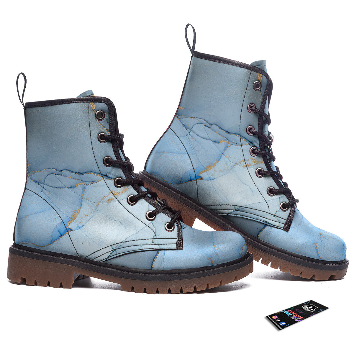 Marble Blue Print Work Boots-grizzshop