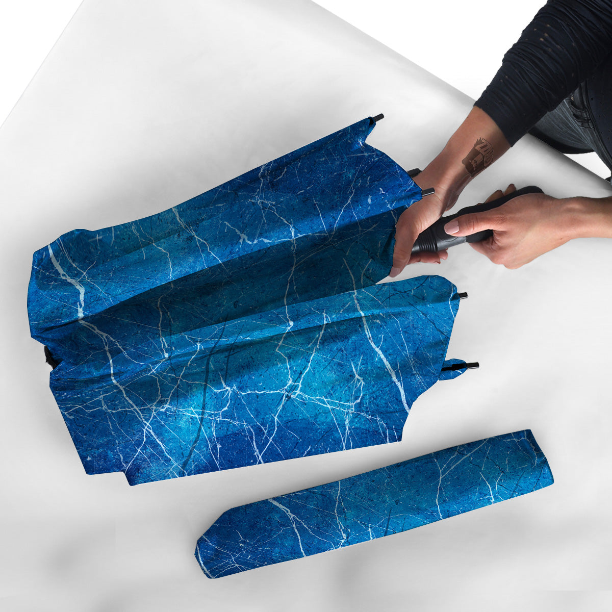 Marble Blue Sapphire Print Umbrella-grizzshop