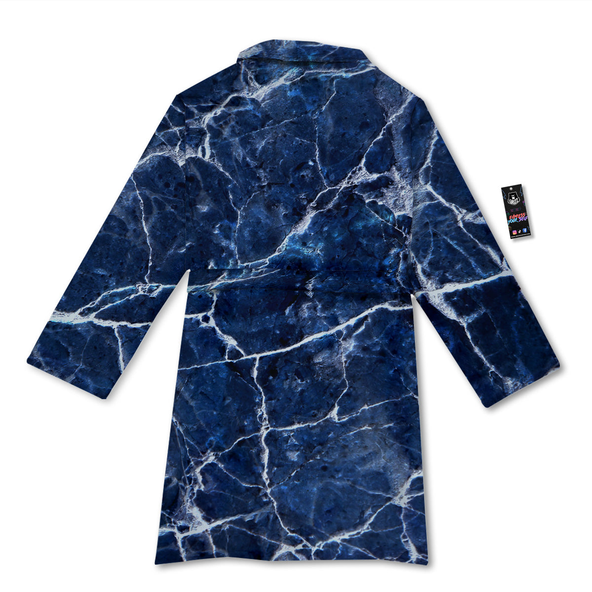 Marble Blue White Print Bathrobe-grizzshop