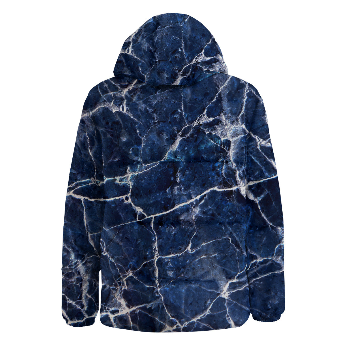 Marble Blue White Print Down Jacket-grizzshop