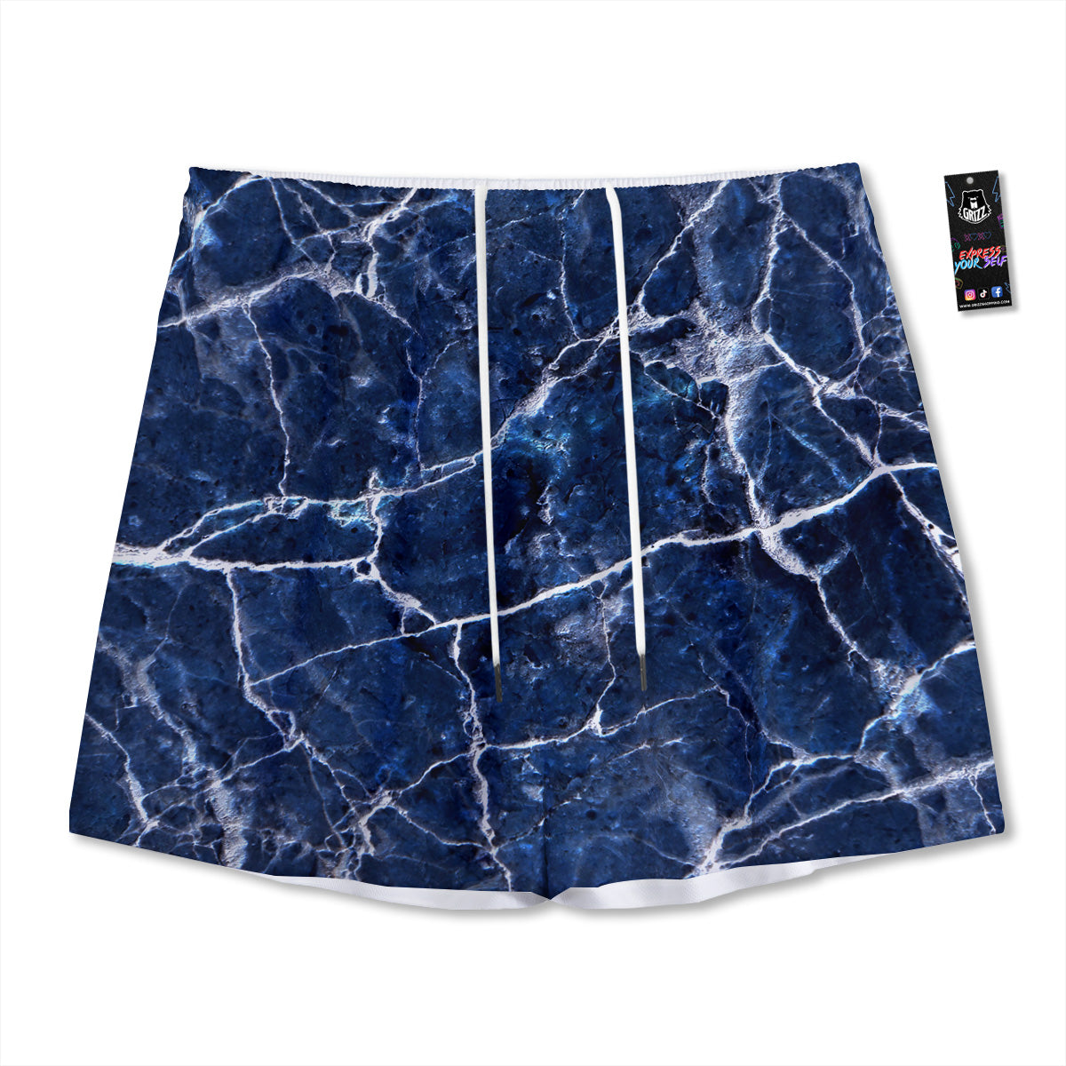 Liquid Trippy Green Abstract Print Mesh Shorts