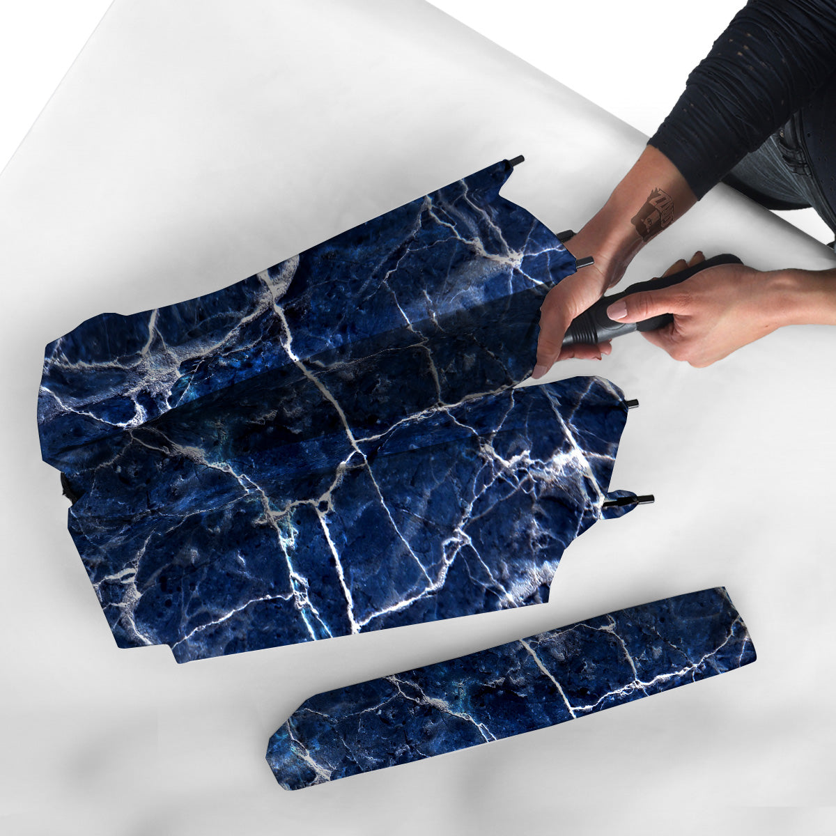 Marble Blue White Print Umbrella-grizzshop