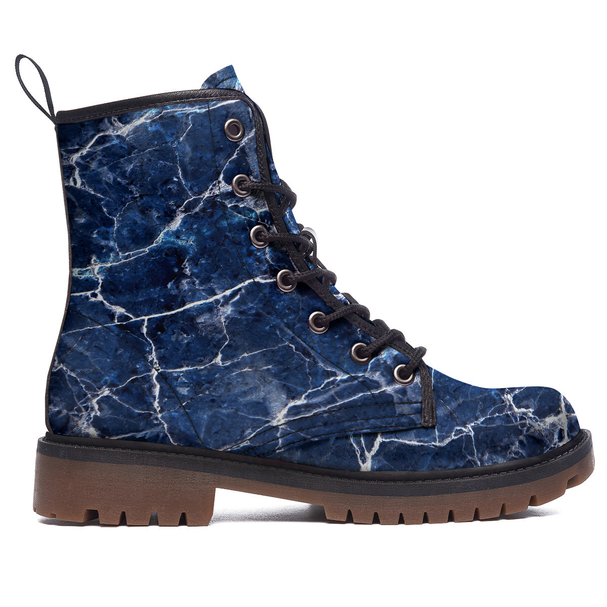 Marble Blue White Print Work Boots-grizzshop