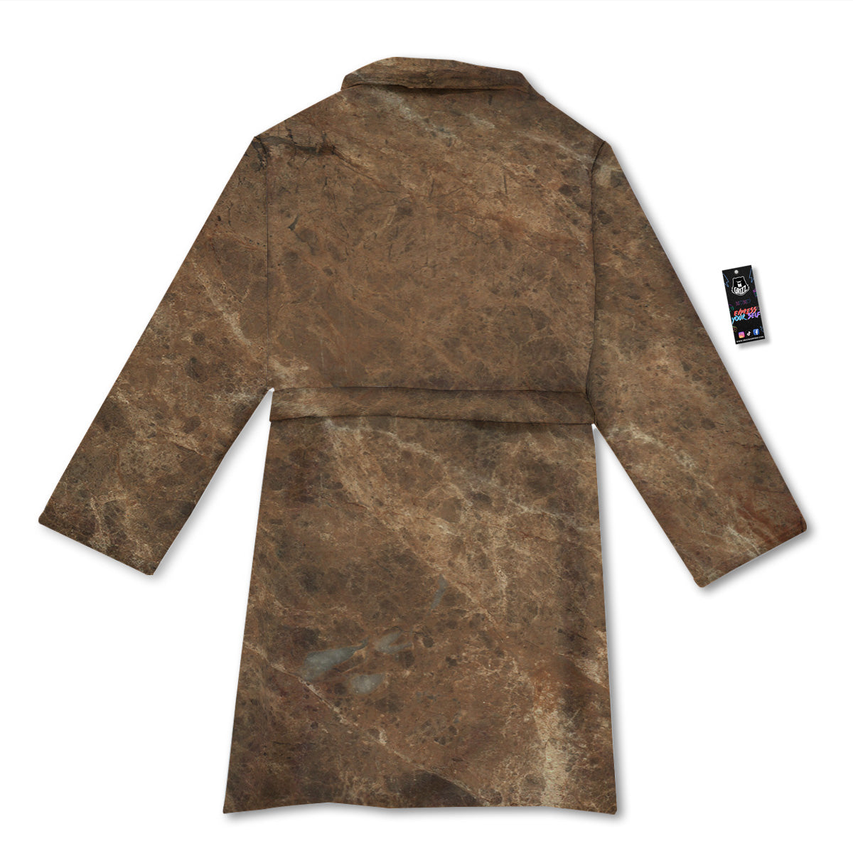 Marble Brown Beige Print Bathrobe-grizzshop