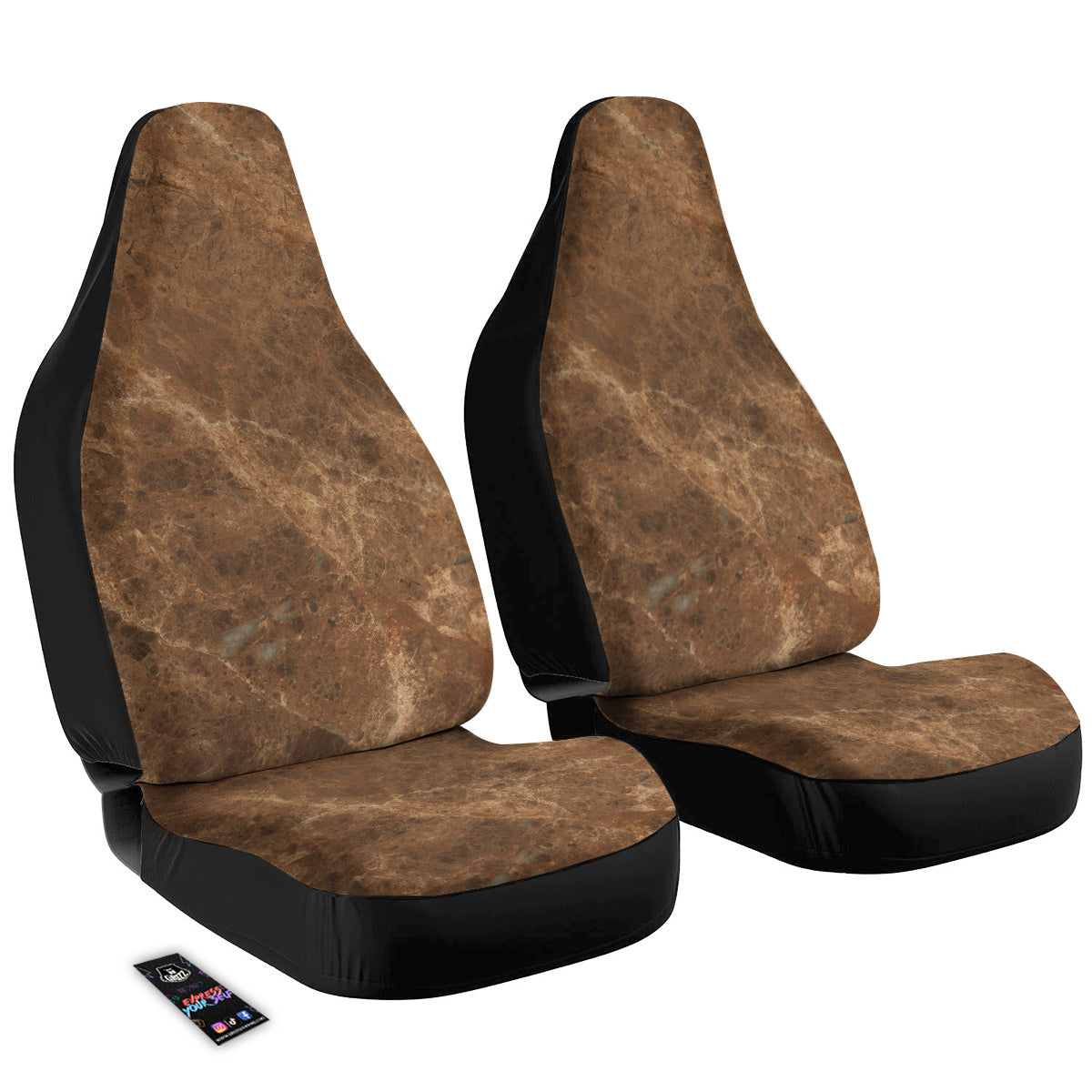 Marble Brown Beige Print Car Seat Covers-grizzshop