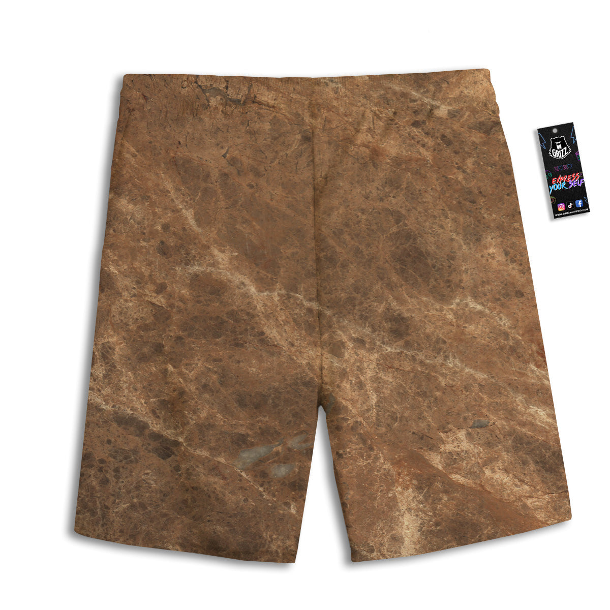 Marble Brown Beige Print Men's Athletic Shorts