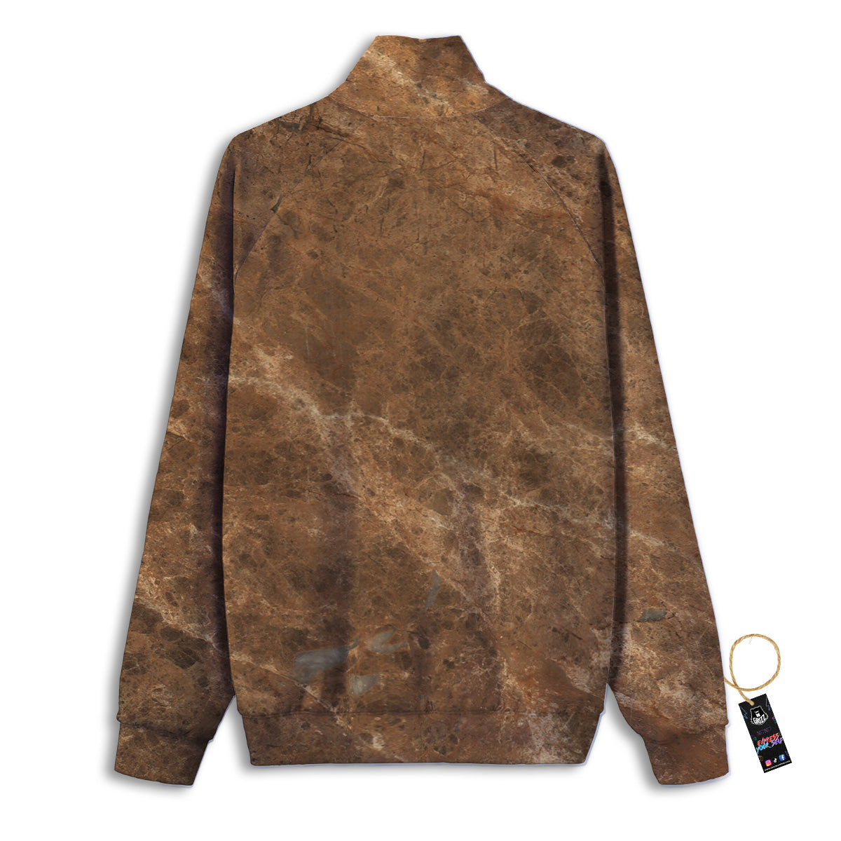 Marble Brown Beige Print Track Jacket-grizzshop