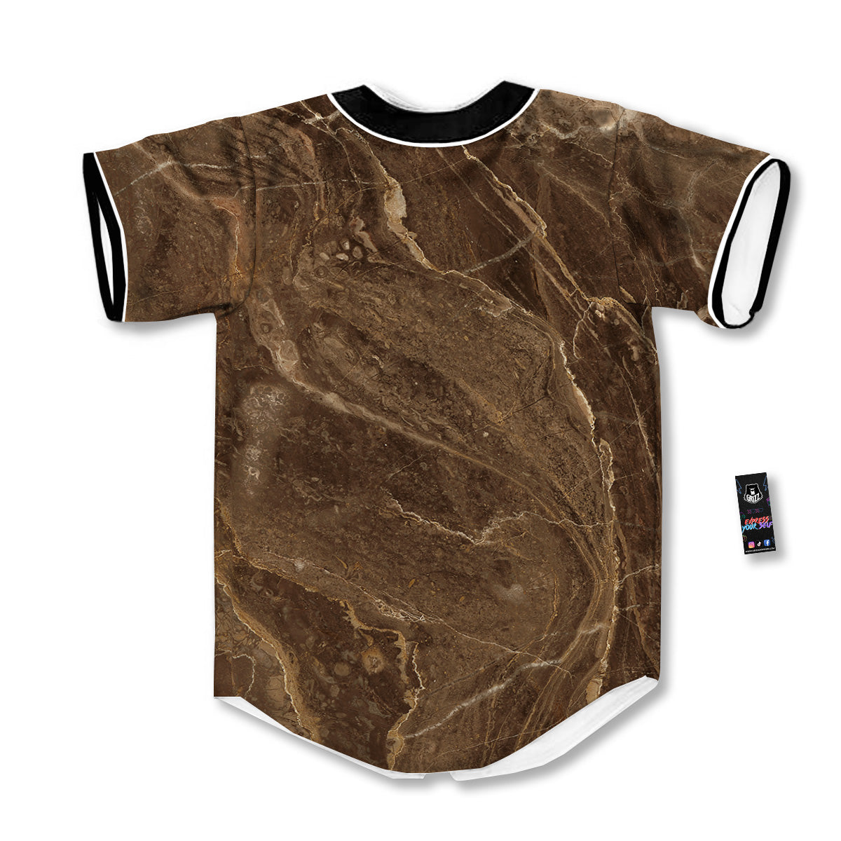 Marble Brown Print Baseball Jersey-grizzshop