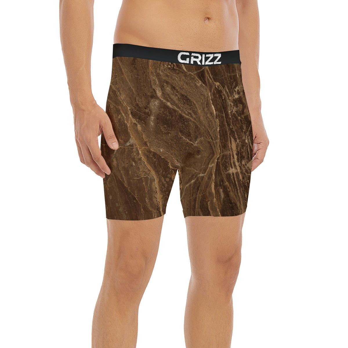 Marble Brown Print Boxer Briefs-grizzshop