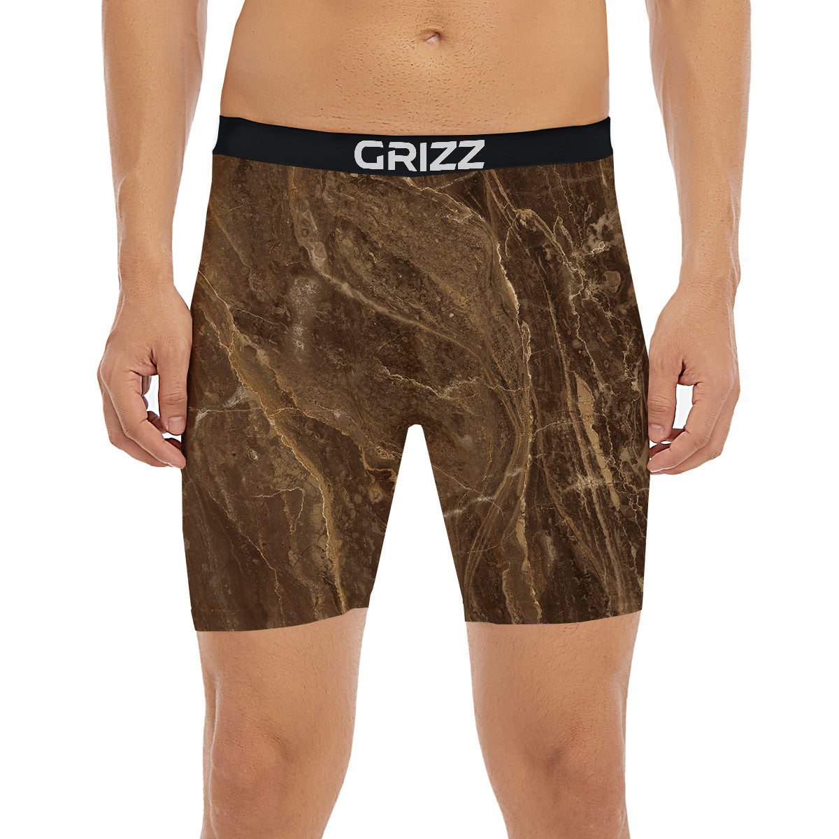 Marble Brown Print Boxer Briefs-grizzshop