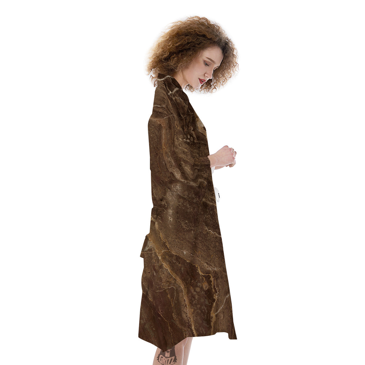 Marble Brown Print Kimono-grizzshop