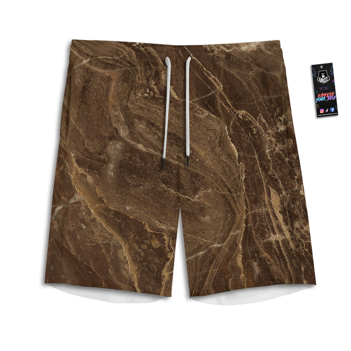 Marble Brown Print Men's Athletic Shorts
