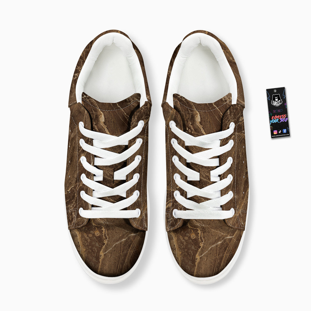 Marble Brown Print Platform Shoes-grizzshop