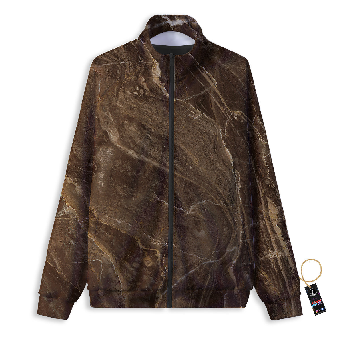 Marble Brown Print Track Jacket-grizzshop