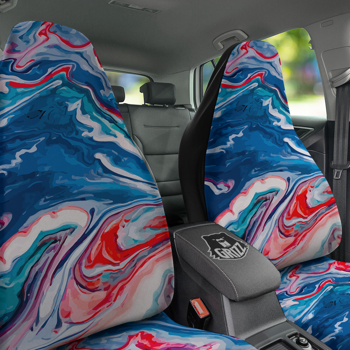 Marble Cartoon Texture Red Blue Print Car Seat Covers-grizzshop