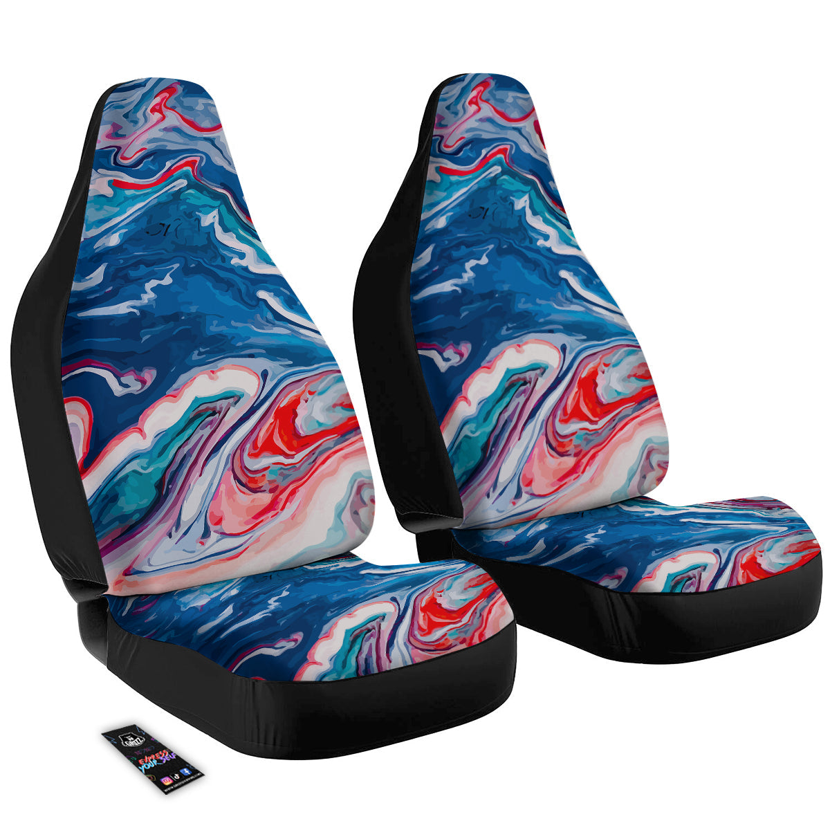 Marble Cartoon Texture Red Blue Print Car Seat Covers-grizzshop