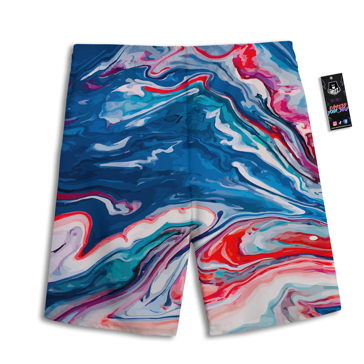 Marble Cartoon Texture Red Blue Print Men's Athletic Shorts