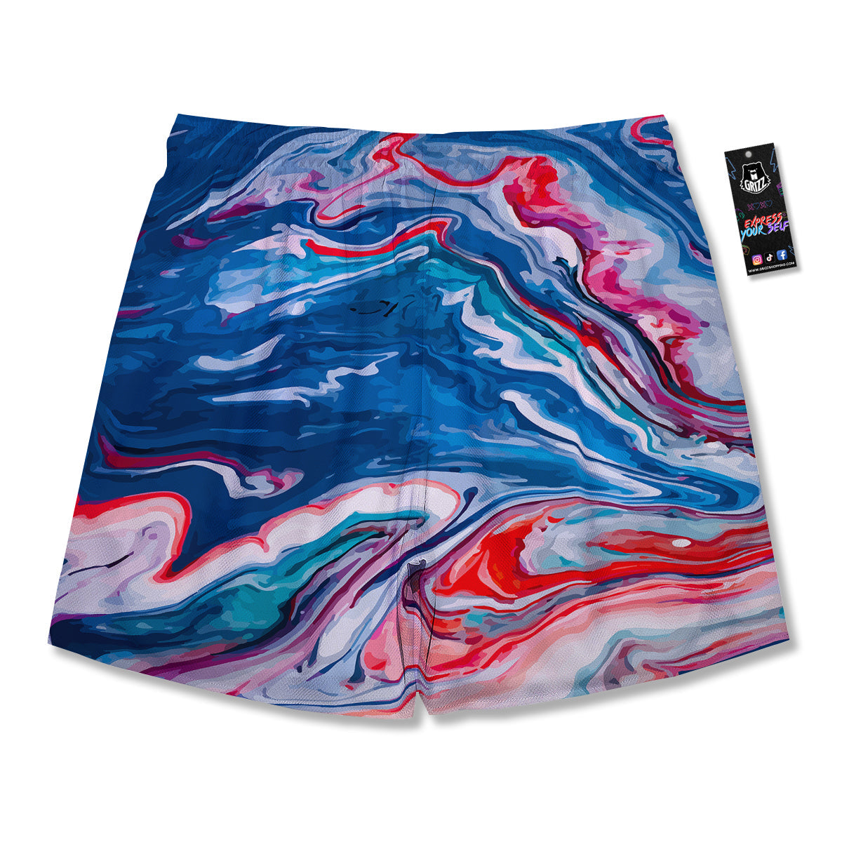Marble Cartoon Texture Red Blue Print Men's Running Shorts-grizzshop