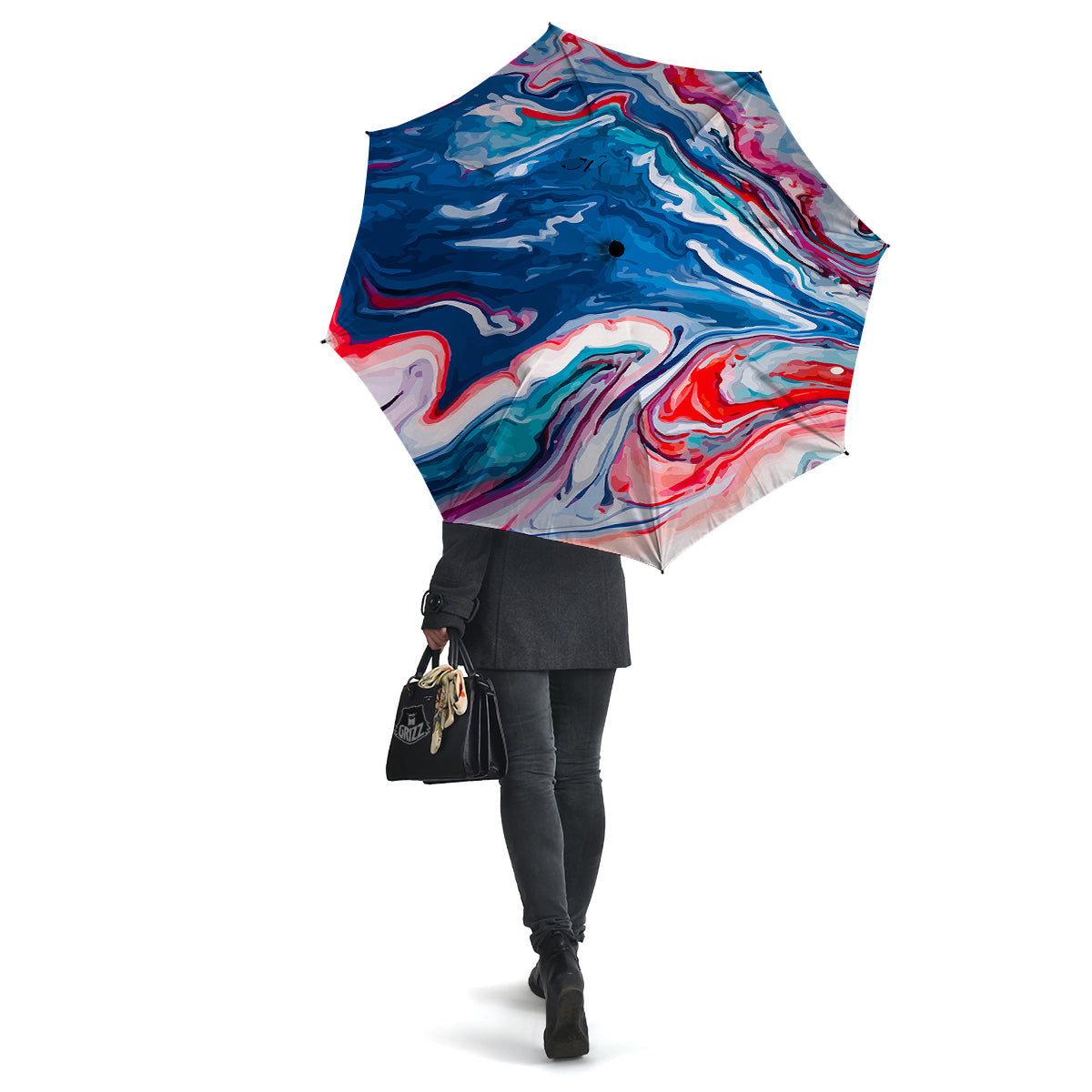 Marble Cartoon Texture Red Blue Print Umbrella-grizzshop