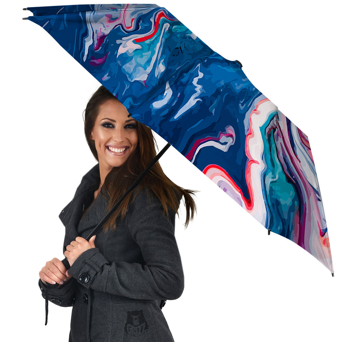 Marble Cartoon Texture Red Blue Print Umbrella-grizzshop