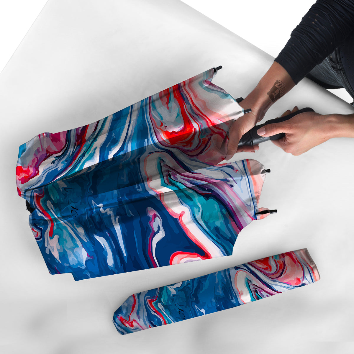 Marble Cartoon Texture Red Blue Print Umbrella-grizzshop