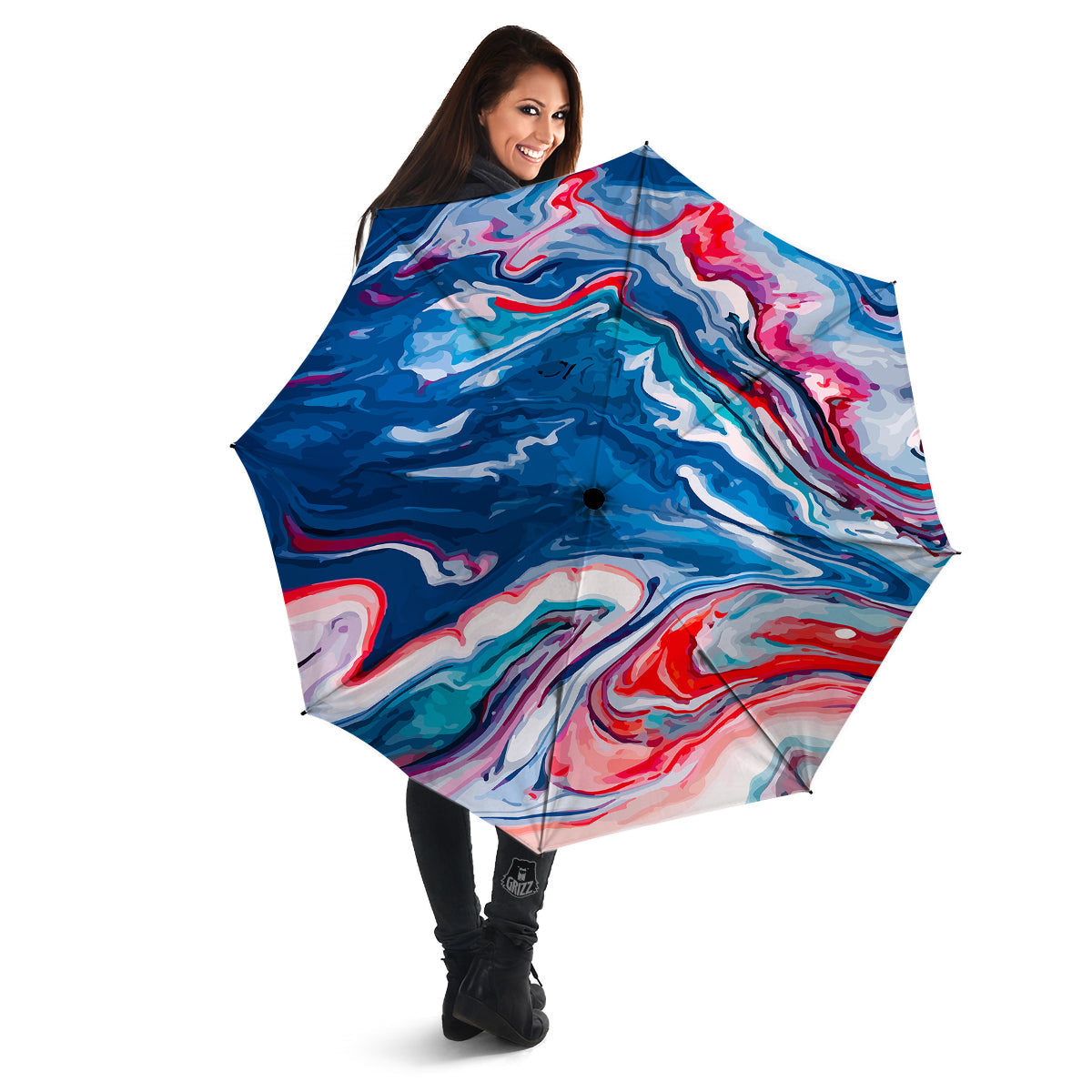 Marble Cartoon Texture Red Blue Print Umbrella-grizzshop
