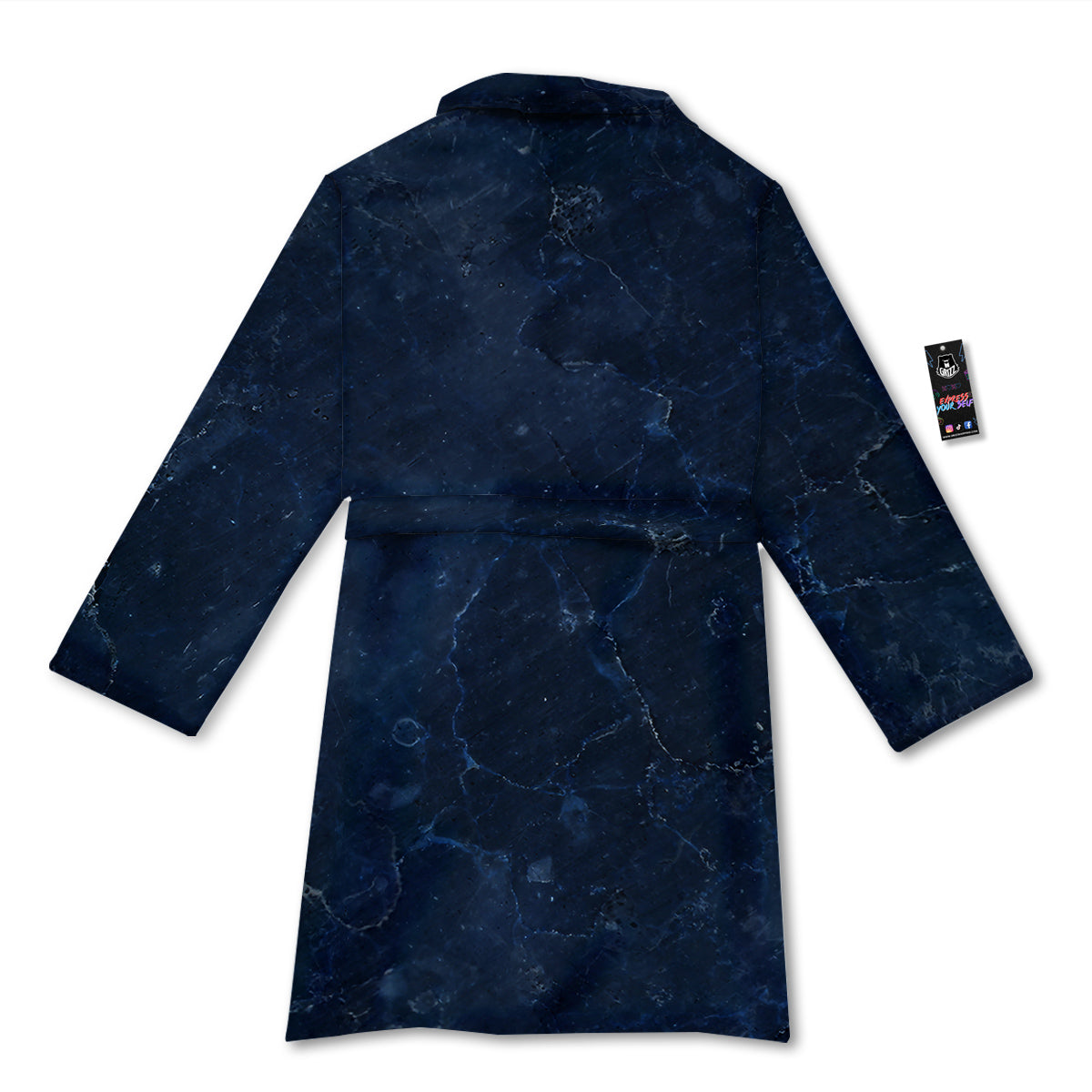 Marble Dark Blue Print Bathrobe-grizzshop
