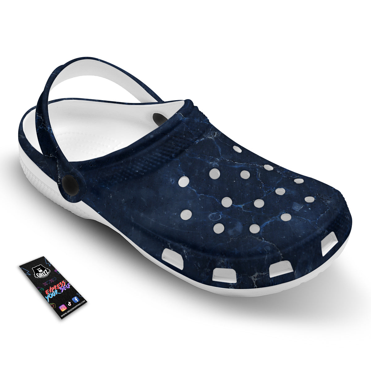 Marble Dark Blue Print Clog-grizzshop