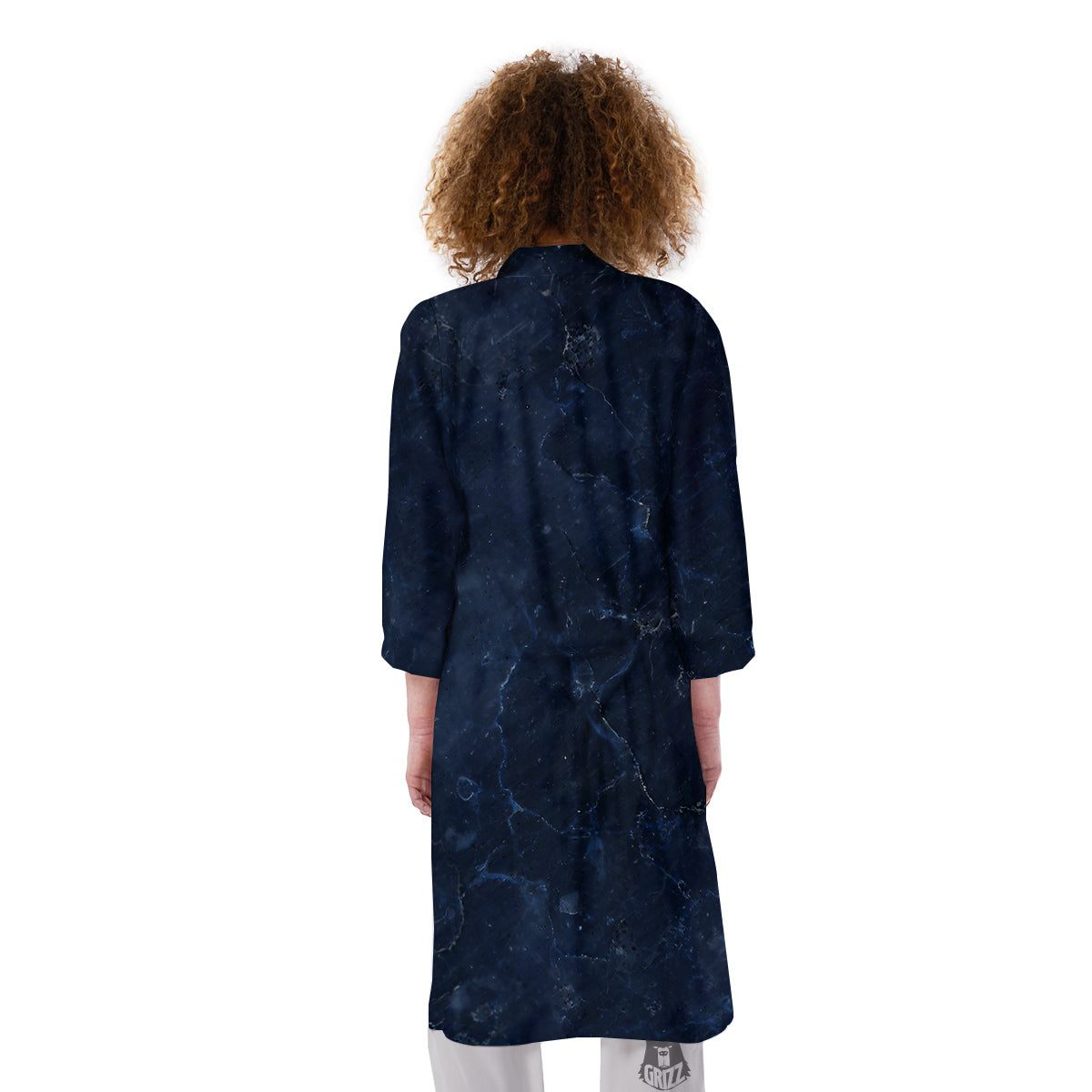 Marble Dark Blue Print Kimono-grizzshop
