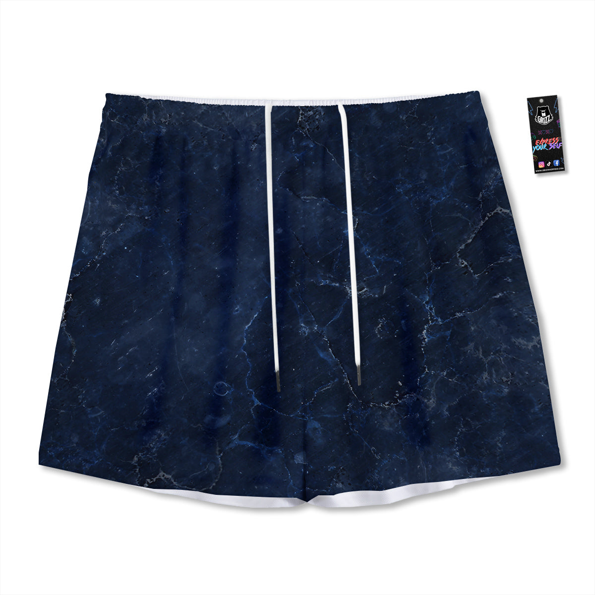 Marble Dark Blue Print Mesh Shorts