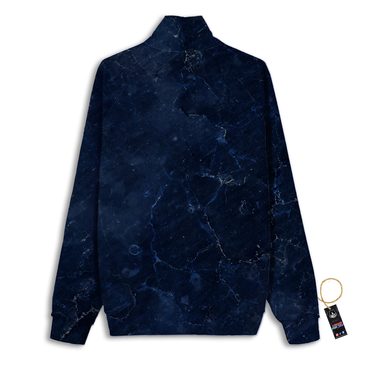 Marble Dark Blue Print Track Jacket-grizzshop