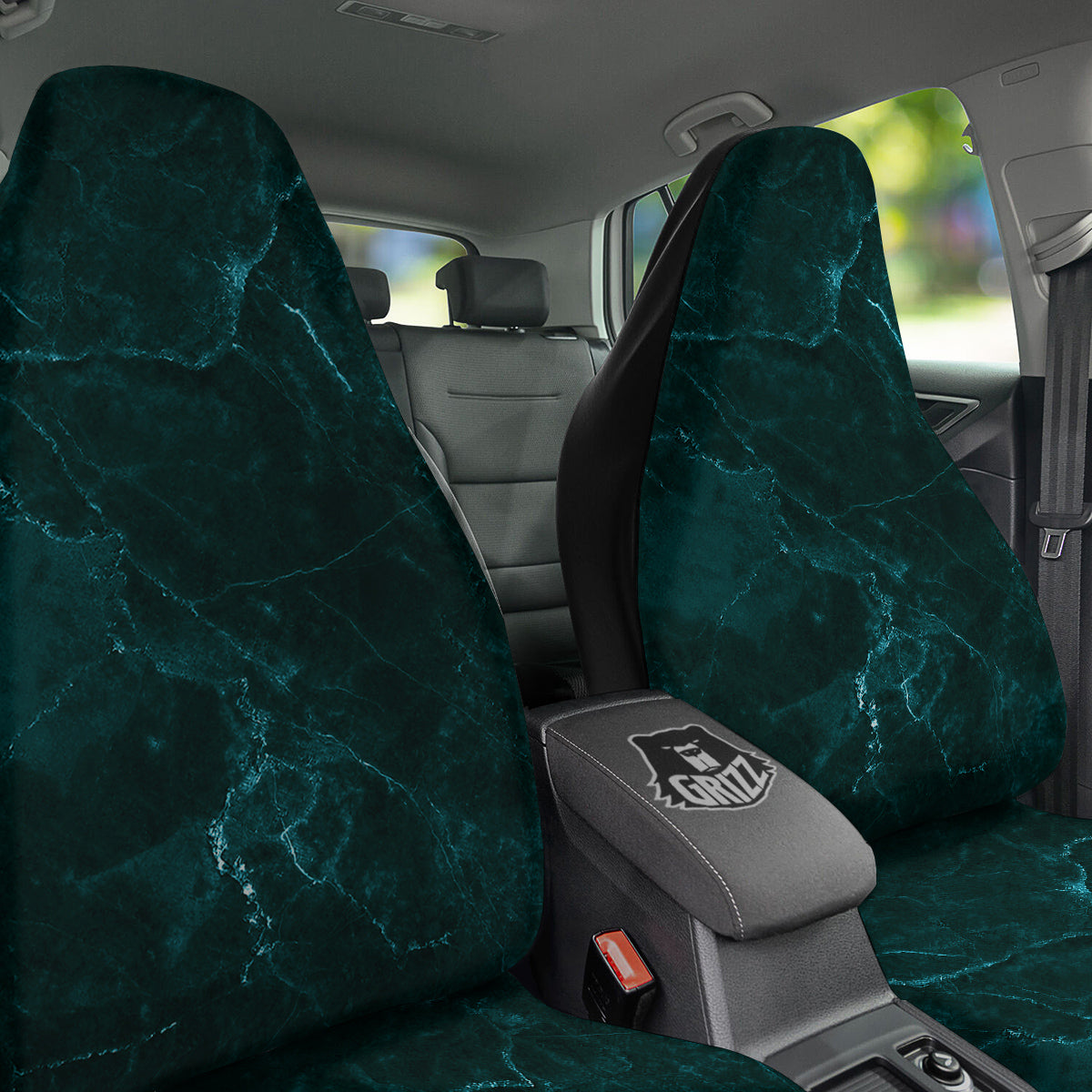 Marble Dark Green Print Car Seat Covers-grizzshop