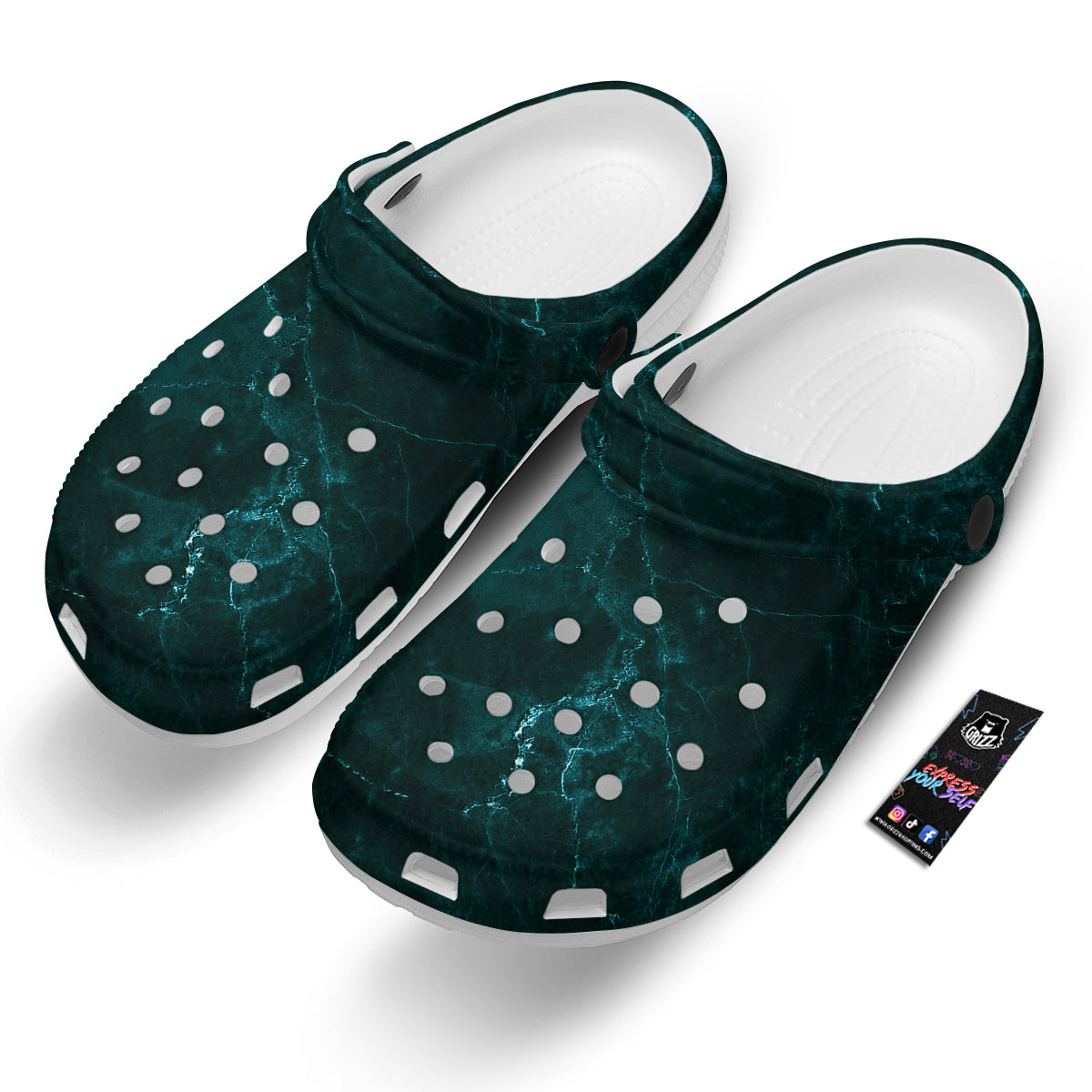 Marble Dark Green Print Clog-grizzshop