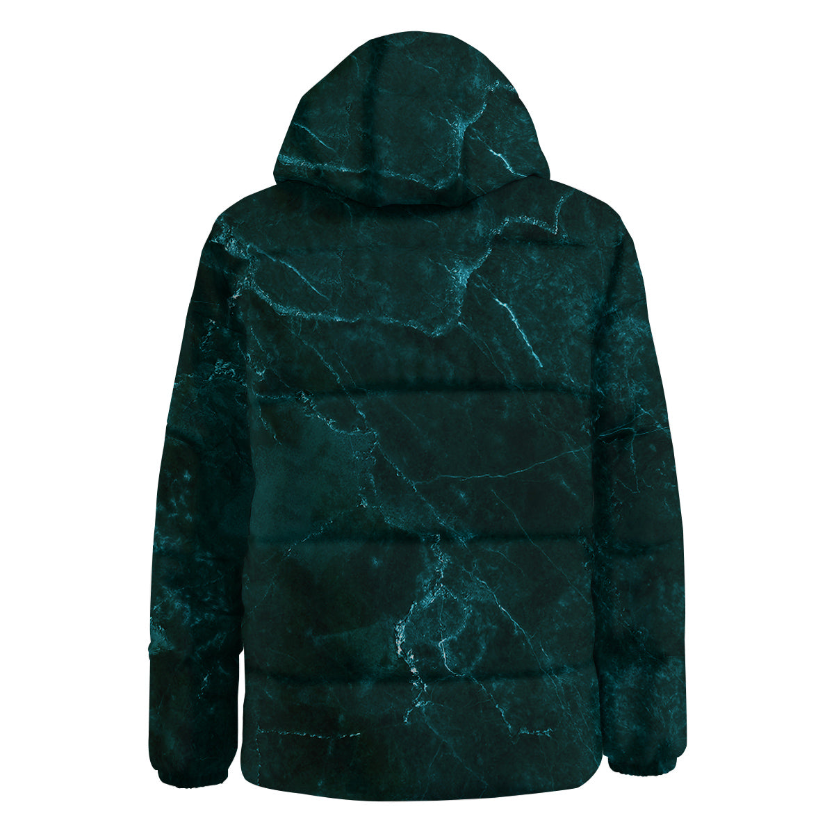 Marble Dark Green Print Down Jacket-grizzshop