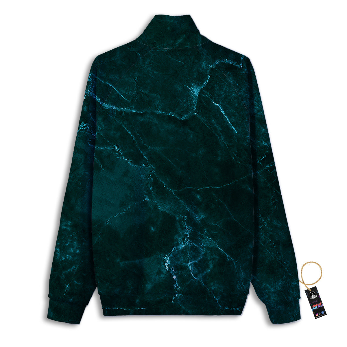Marble Dark Green Print Track Jacket-grizzshop