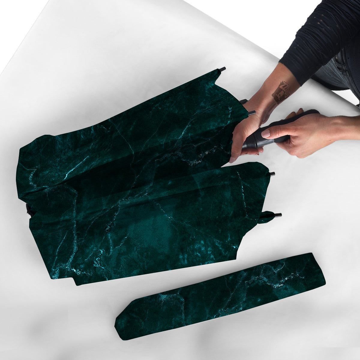 Marble Dark Green Print Umbrella-grizzshop