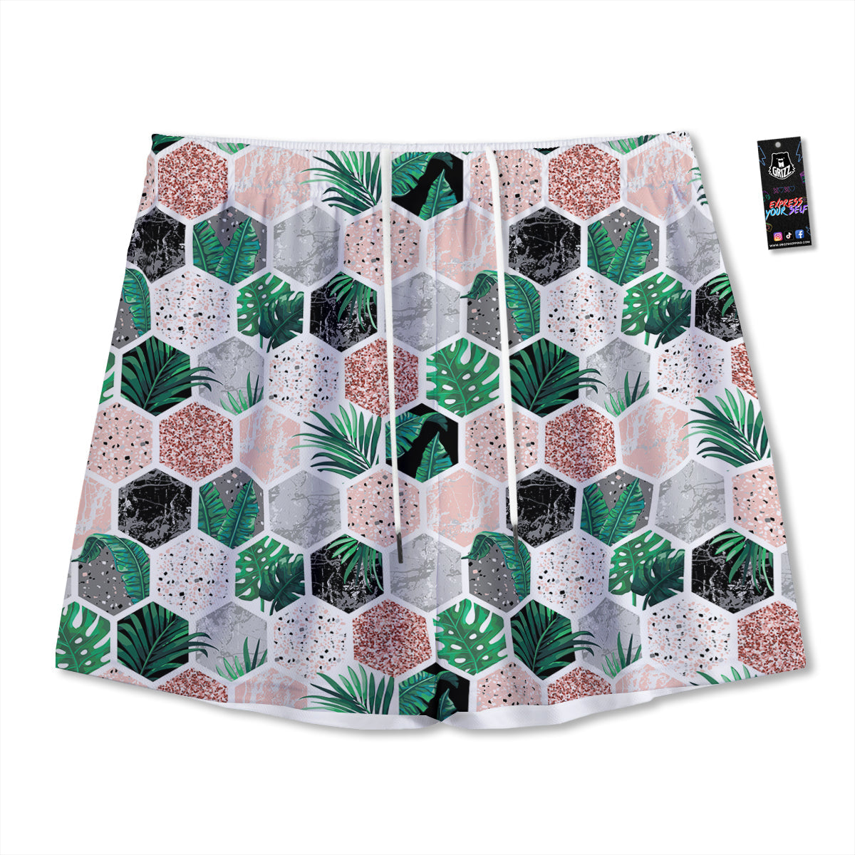 Night Owl Full Moon Print Mesh Shorts