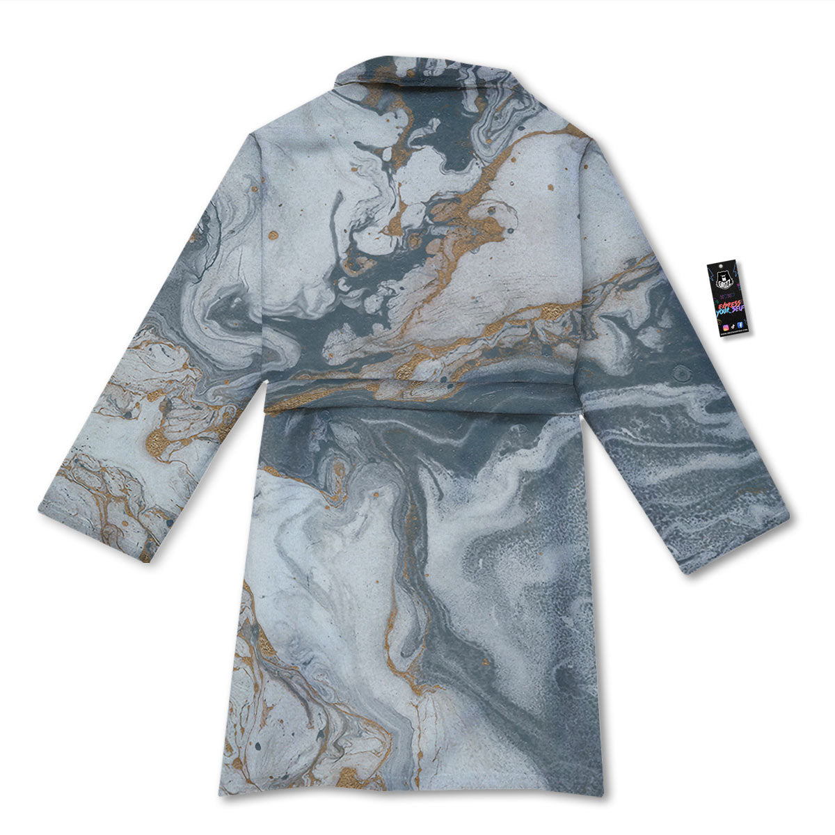 Marble Grey Bronze Print Bathrobe-grizzshop