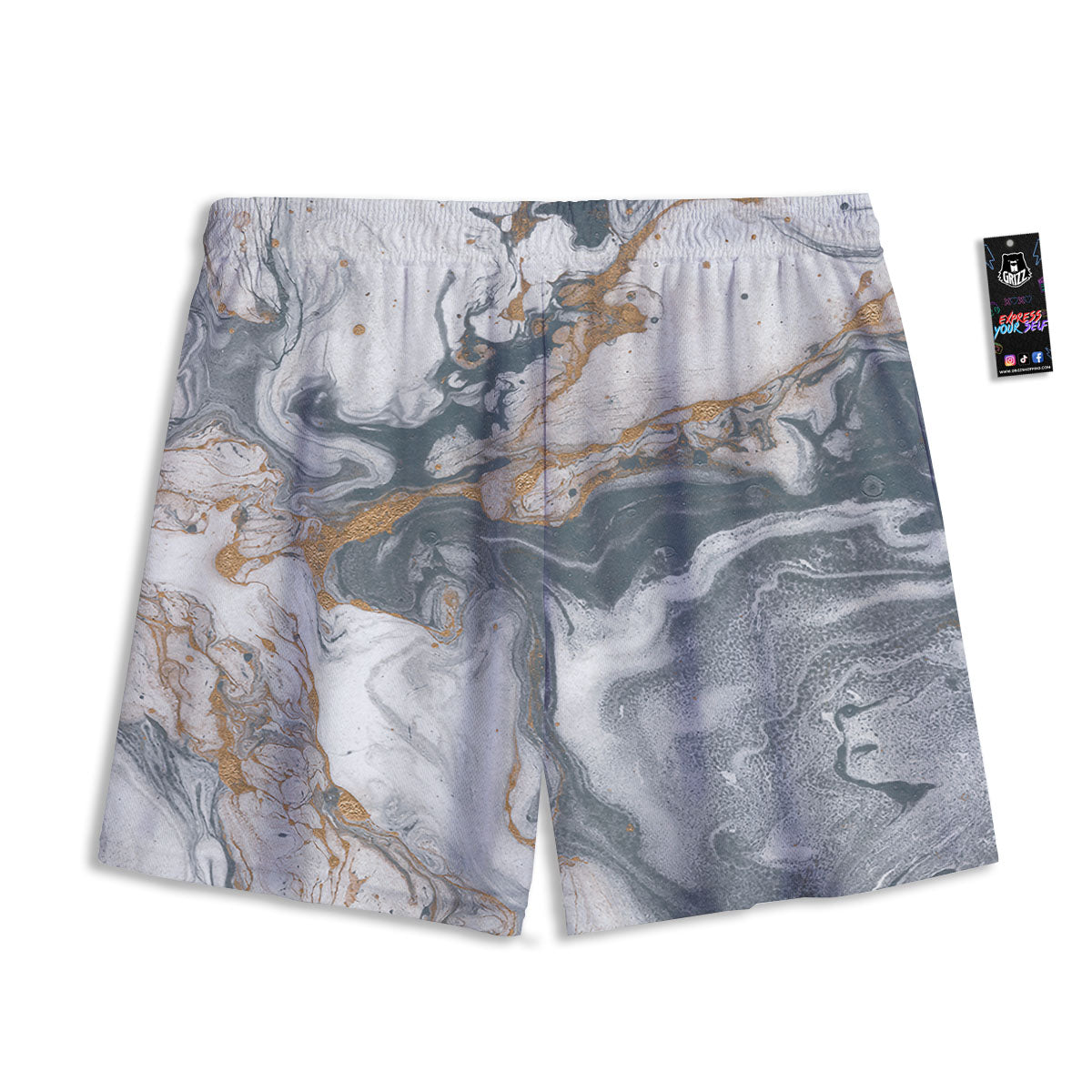 Marble Grey Bronze Print Mesh Shorts