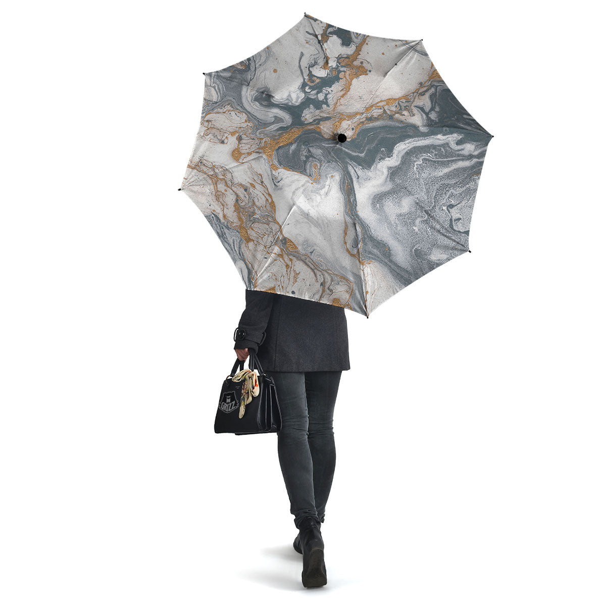 Marble Grey Bronze Print Umbrella-grizzshop