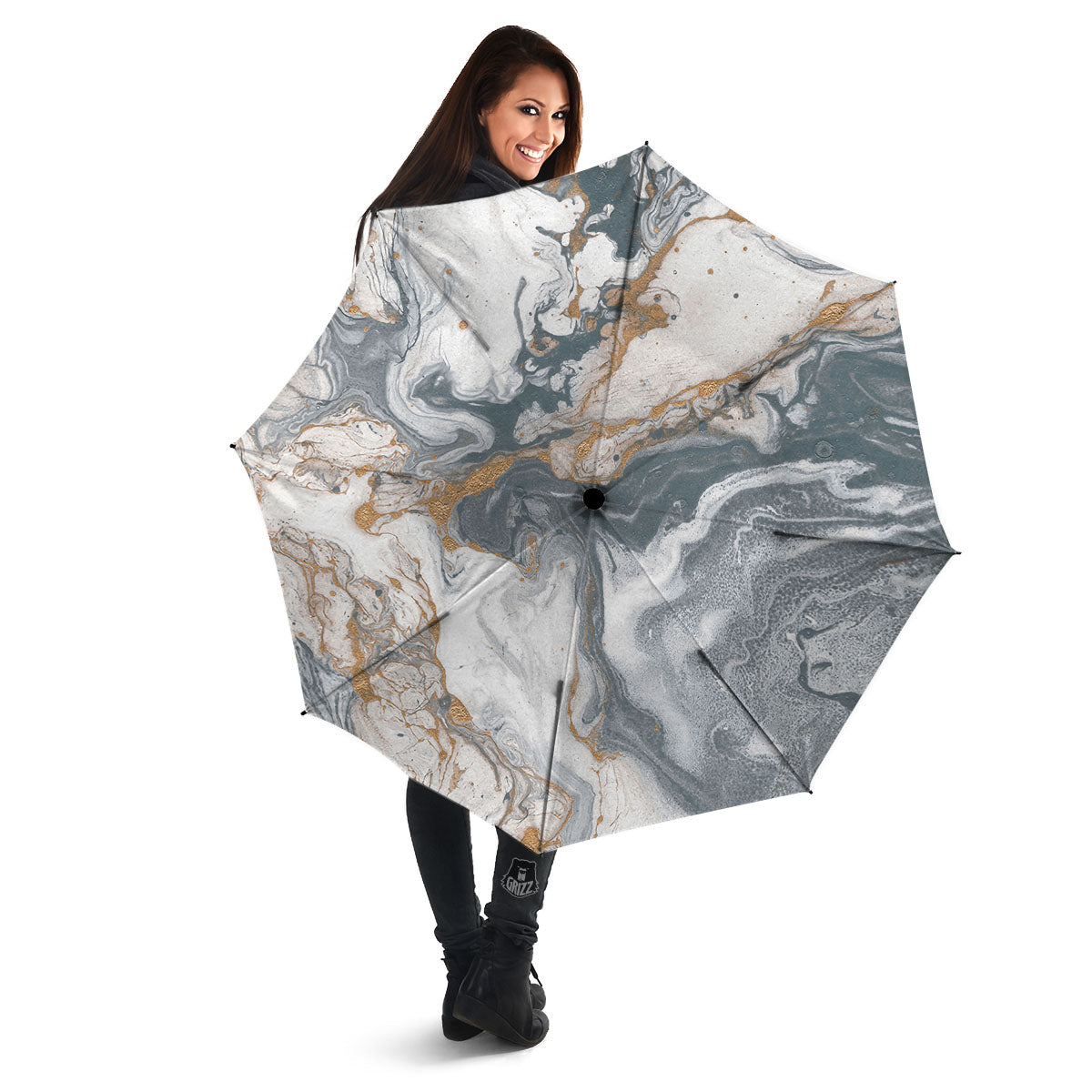 Marble Grey Bronze Print Umbrella-grizzshop
