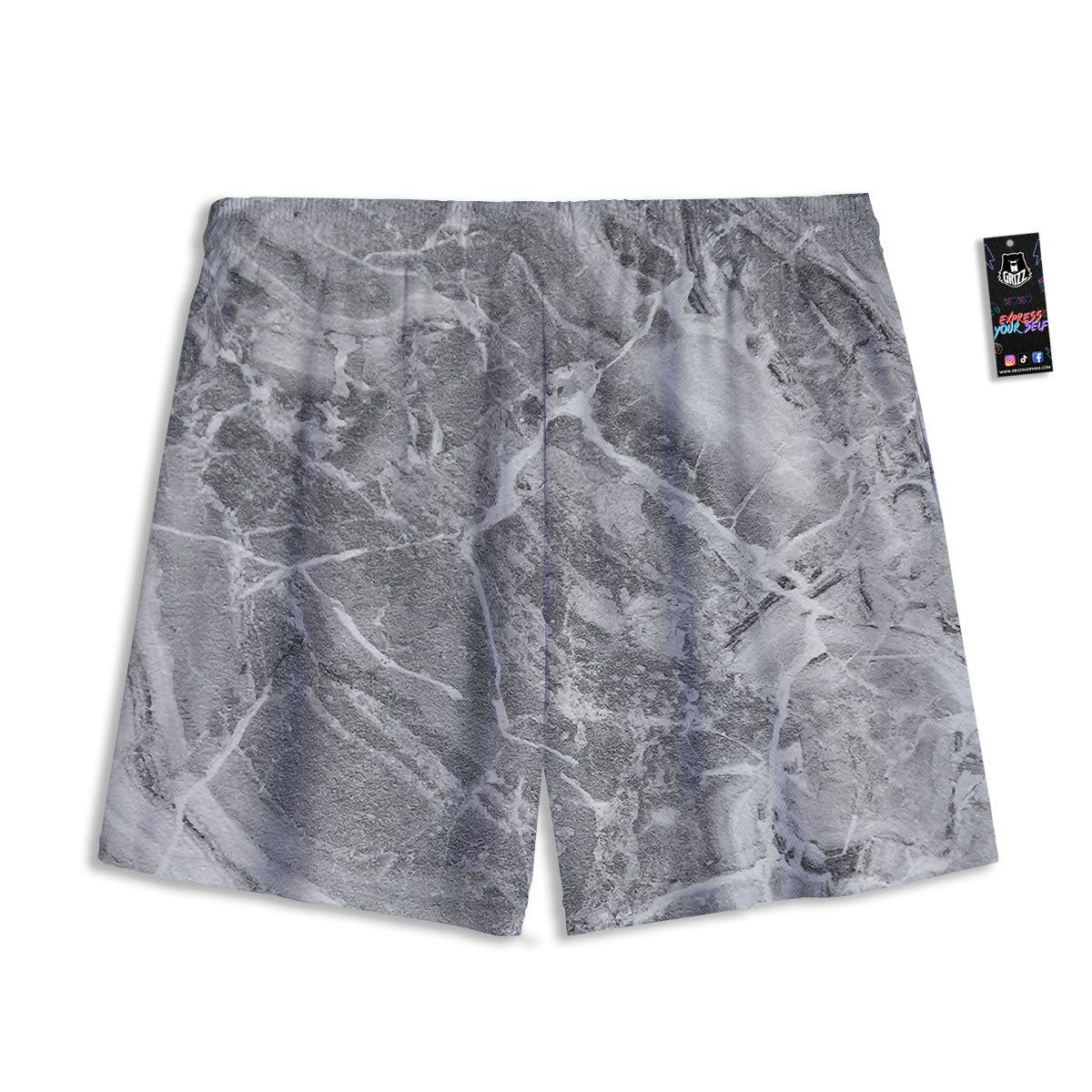 Marble Grey Print Mesh Shorts
