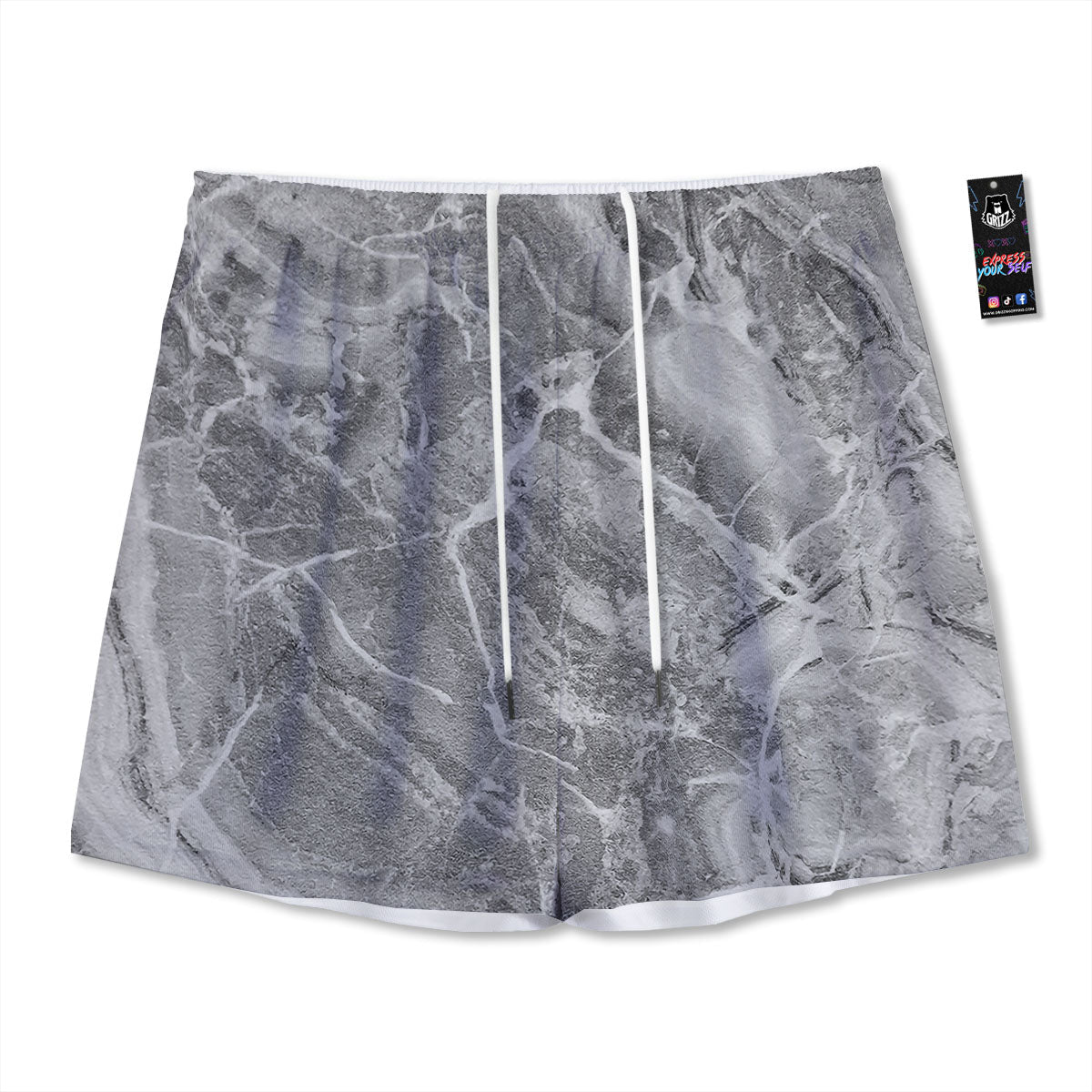 Marble Grey Print Mesh Shorts