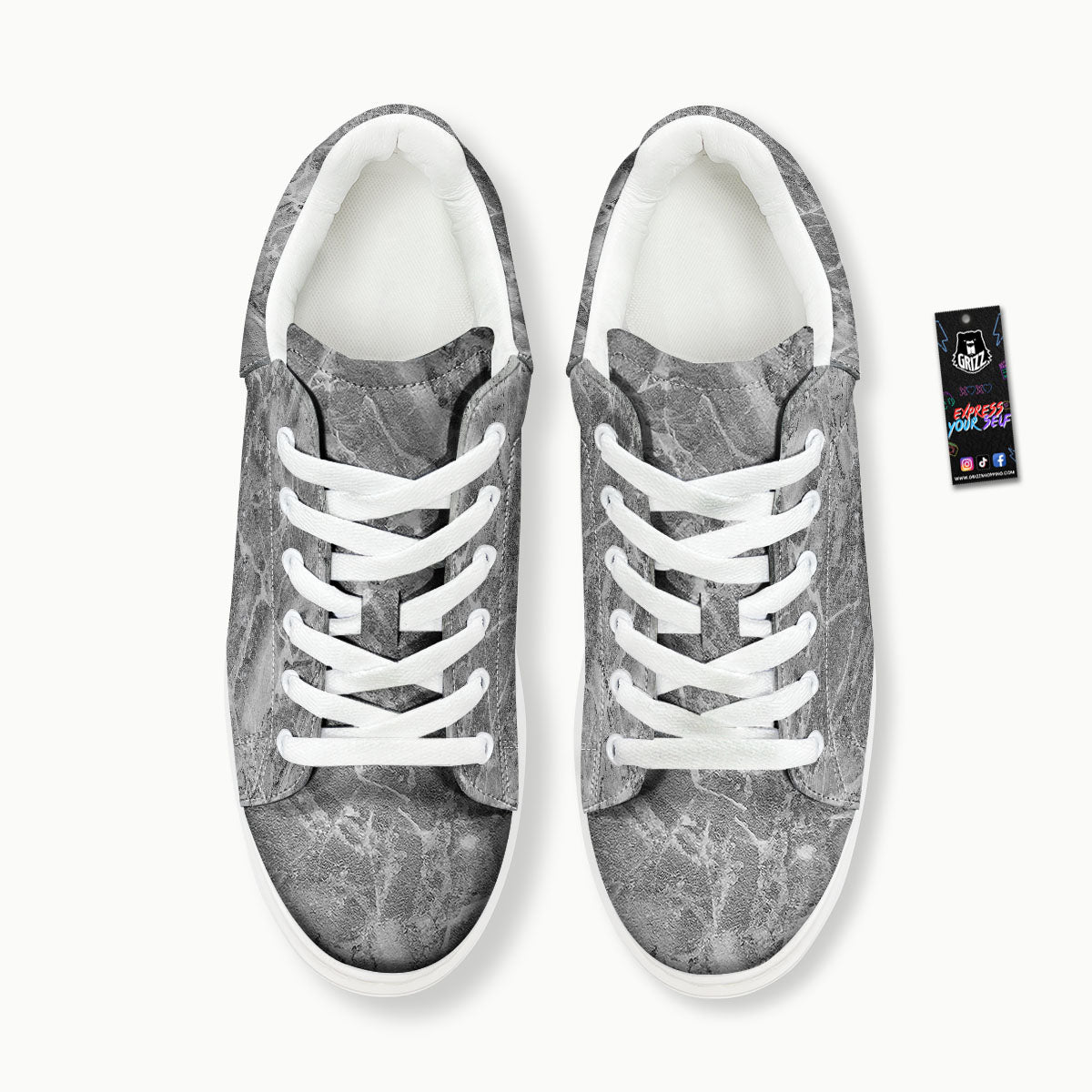Marble Grey Print Platform Shoes-grizzshop