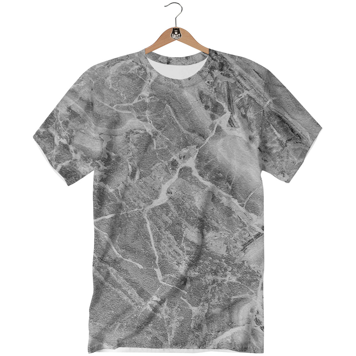 Marble Grey Print T-Shirt-grizzshop